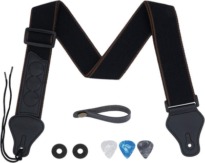 Correa guitarra algodón suave 3 soportes púas adaptador botón