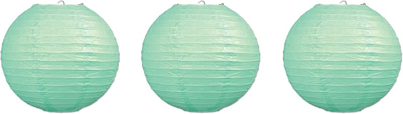 3 Linternas Papel Verde Menta Decorativas para Techo Eventos