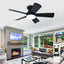 Ventilador techo moderno 35pulg negro 5 cuchillas control