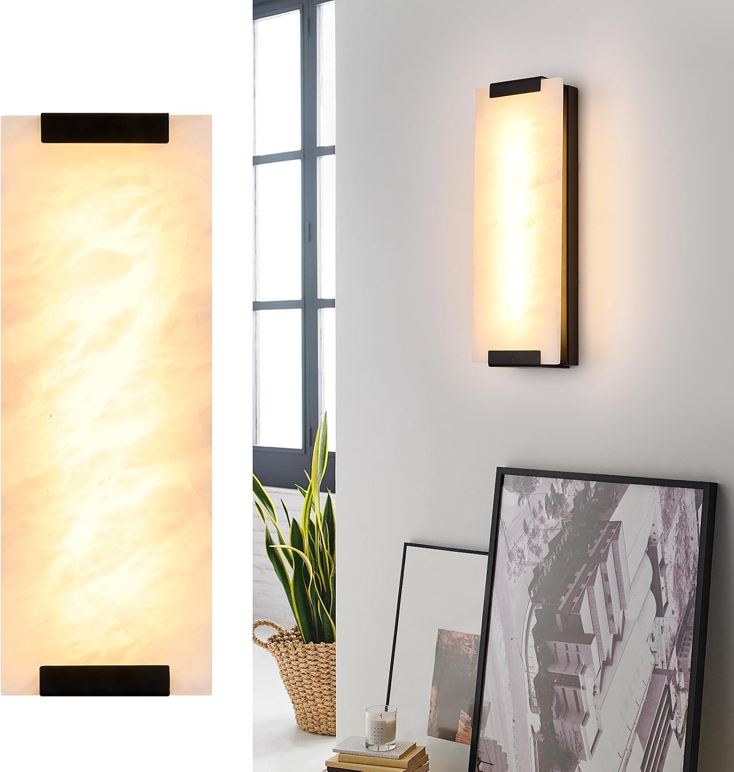 Aplique pared alabastro 14.2pulg LED moderno dormitorio