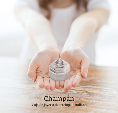 Caja terciopelo anillos compromiso boda triple ranura