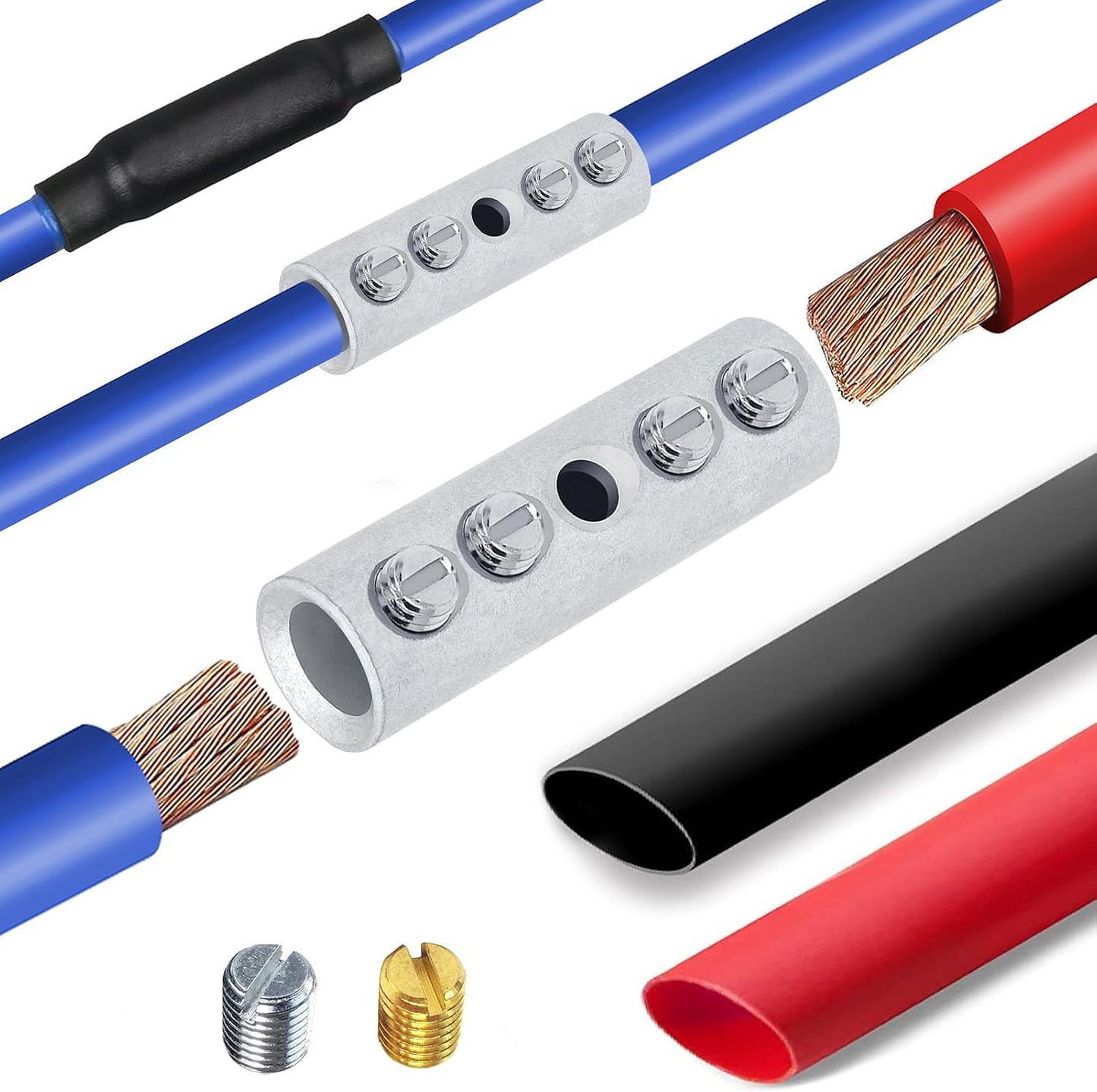 Kit 6 Conectores Cable Rápidos Latón Tubos Termorretráctiles