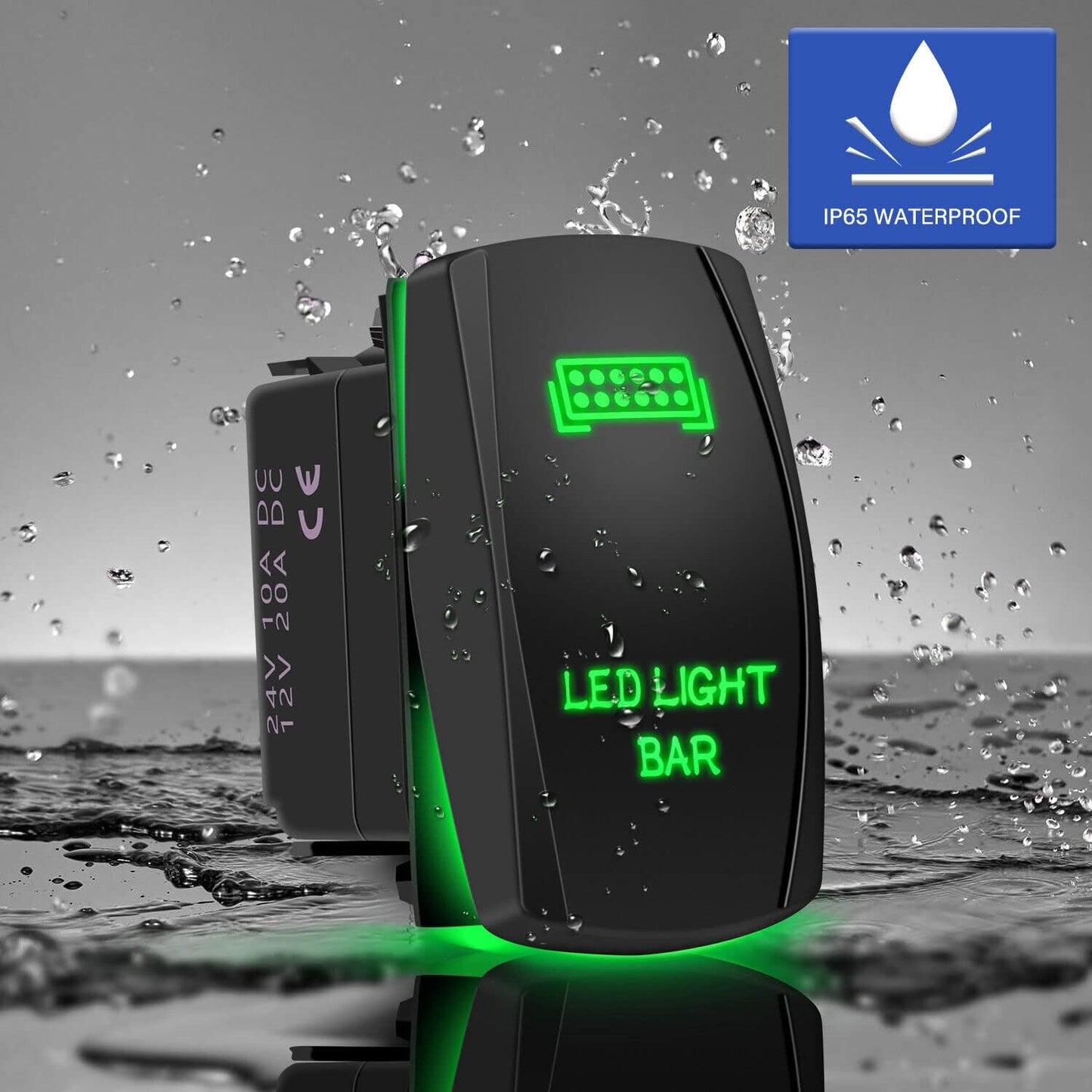 Barra luz LED verde interruptores basculantes para auto