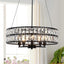 Candelabro cristal negro 5 luces 20pulg sala comedor
