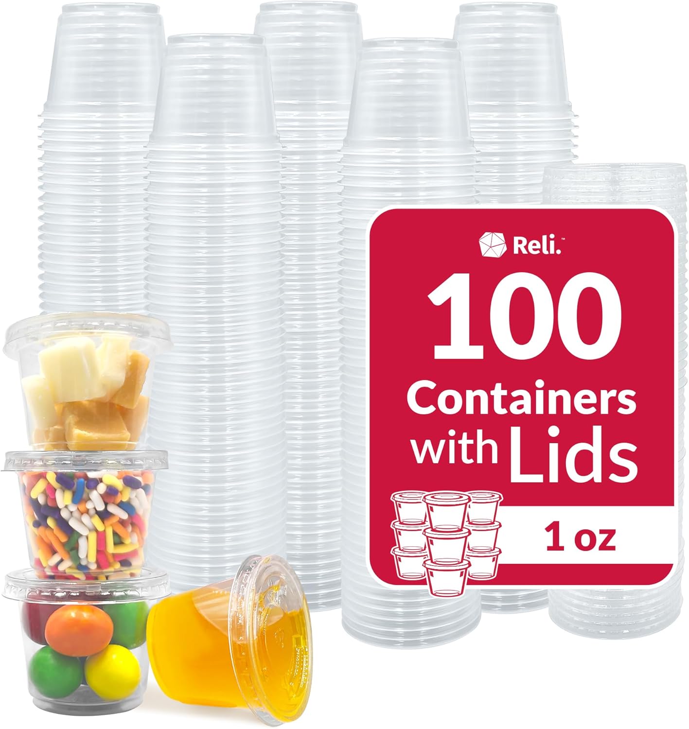 Recipientes condimentos 1oz con tapa 100 pzas sin BPA