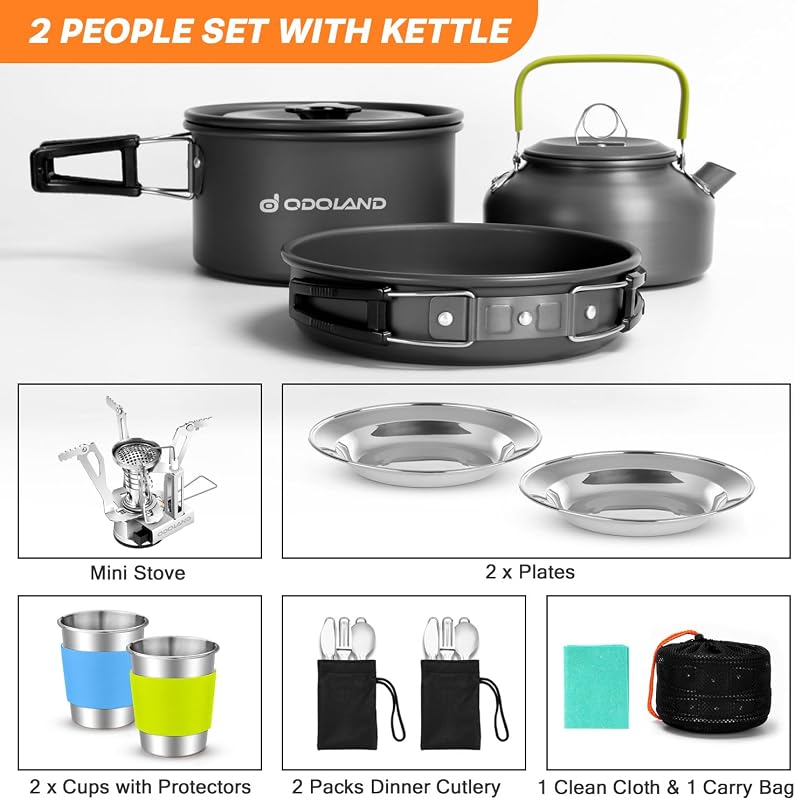 Set 16 utensilios cocina acampar con estufa plegable acero