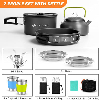 Set 16 utensilios cocina acampar con estufa plegable acero