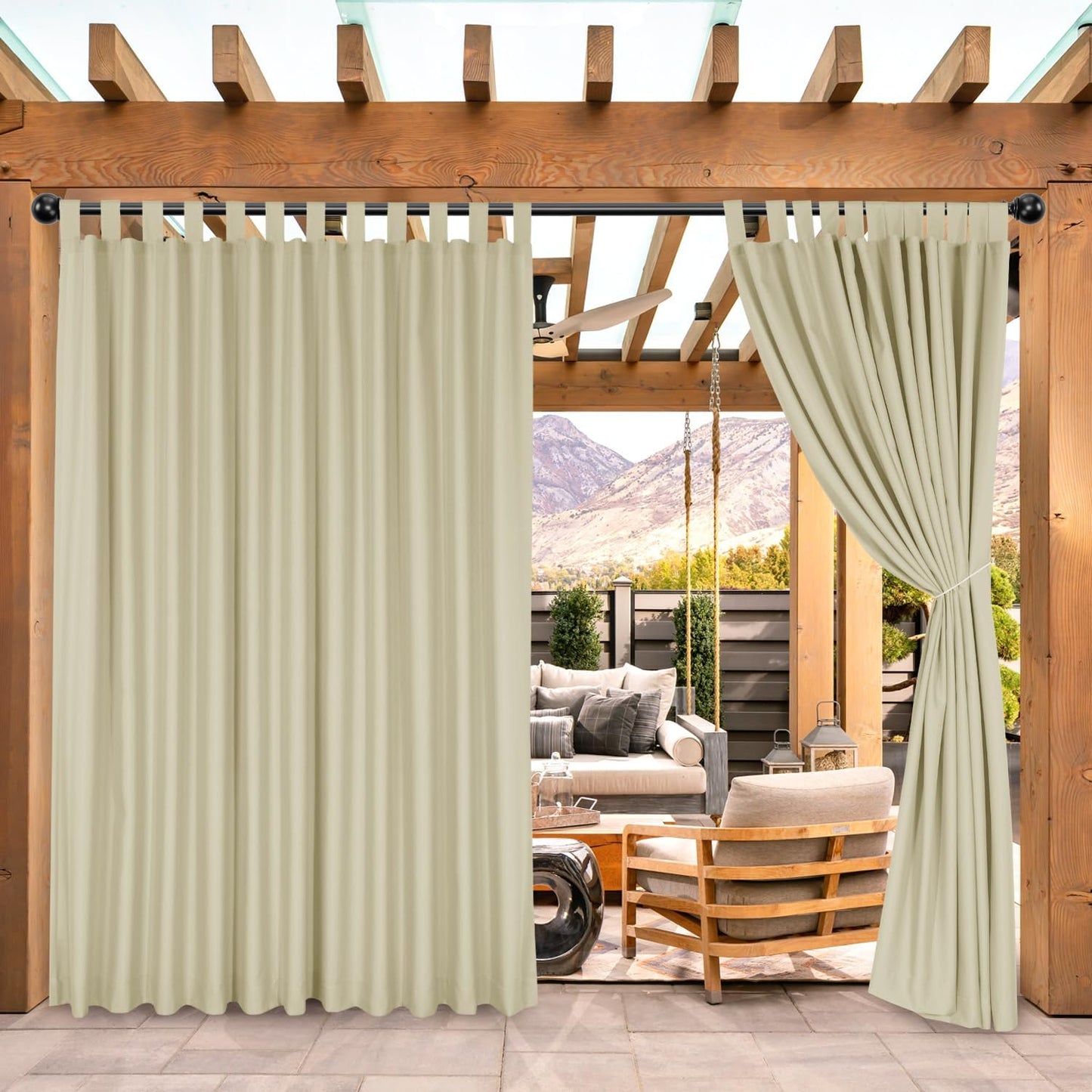 Cortinas impermeables exteriores 100x84pulg beige