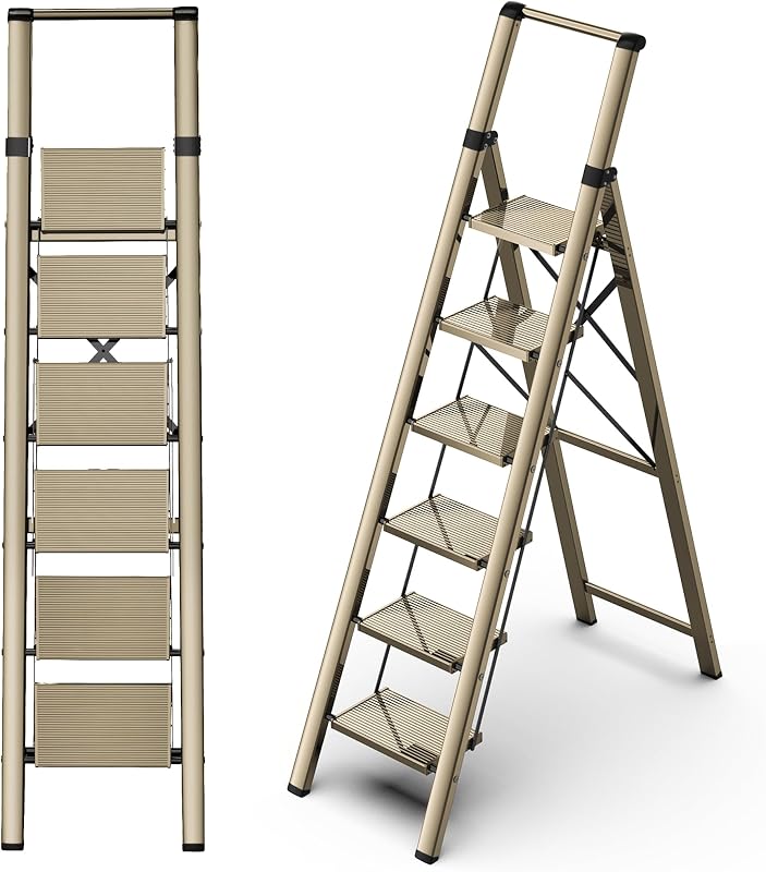 Escalera tijera 6 escalones aluminio plegable antiderrap