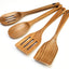 Juego utensilios cocina acacia espátula cucharas ranuradas