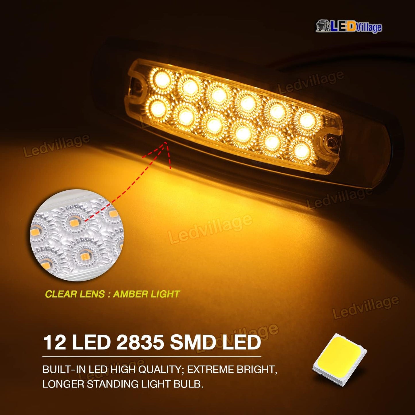 Lentes LED ámbar 16,3cm 12V para señal giro camiones