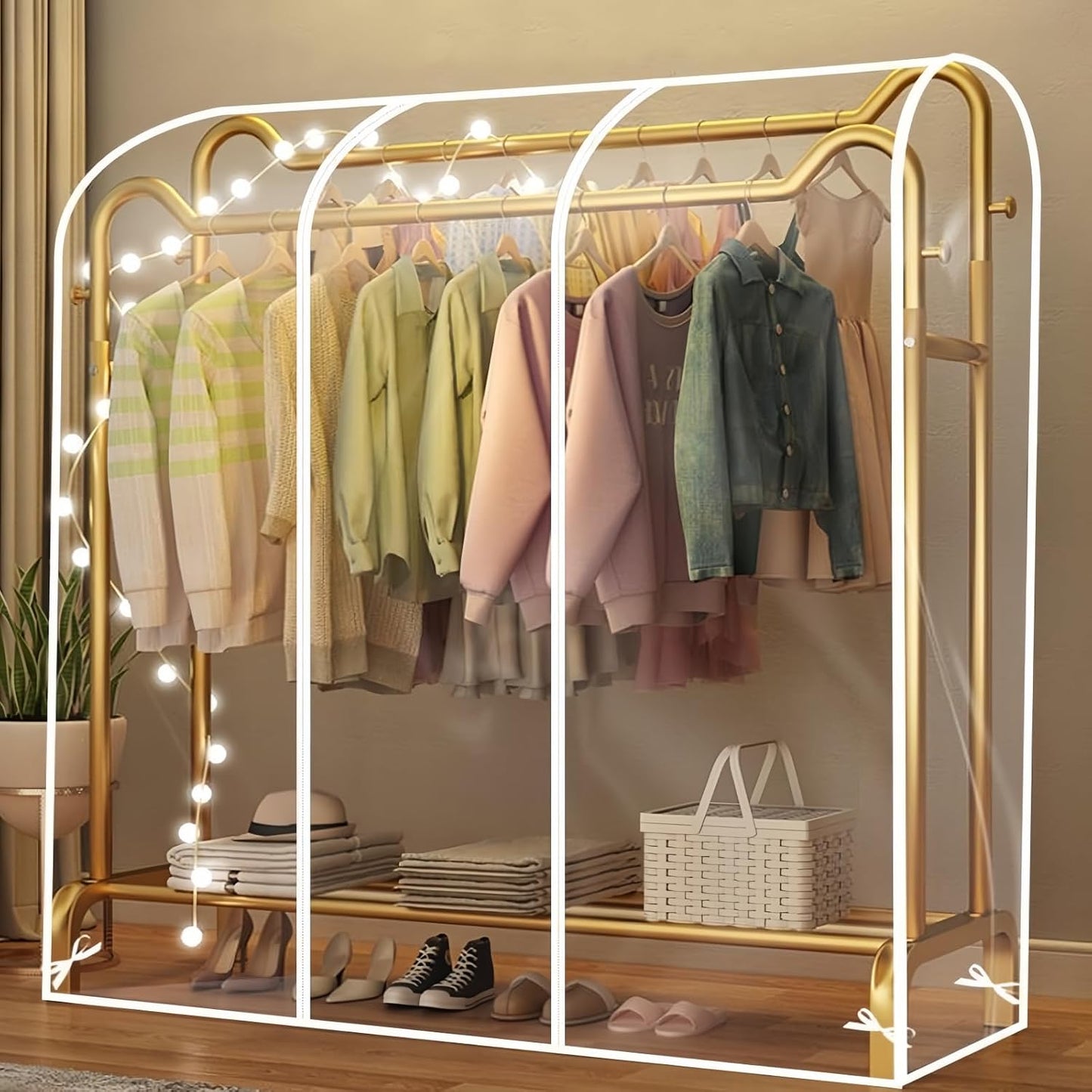 Funda transparente perchero 47x20x60" con 2 cremalleras