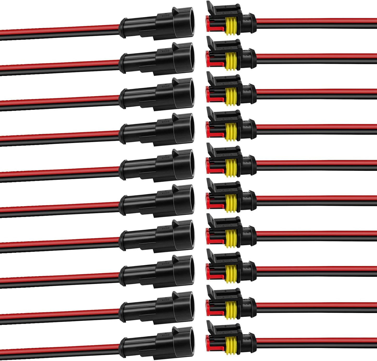 10 Conectores Eléctricos Impermeables 2 Pines 16 AWG para Auto