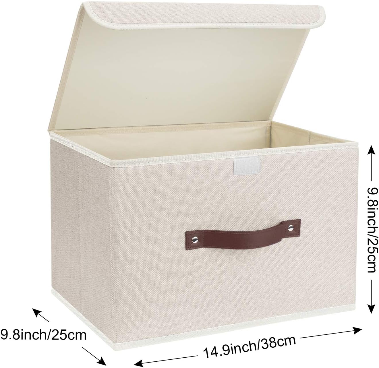 Cajas plegables tela lavable con tapa 14.9x9.8pulg set 2 beige
