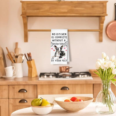 Toalla cocina Boston Terrier tela waffle para hogar y baño