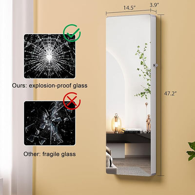 Armario para Joyería de Madera con Espejo y Compartimentos