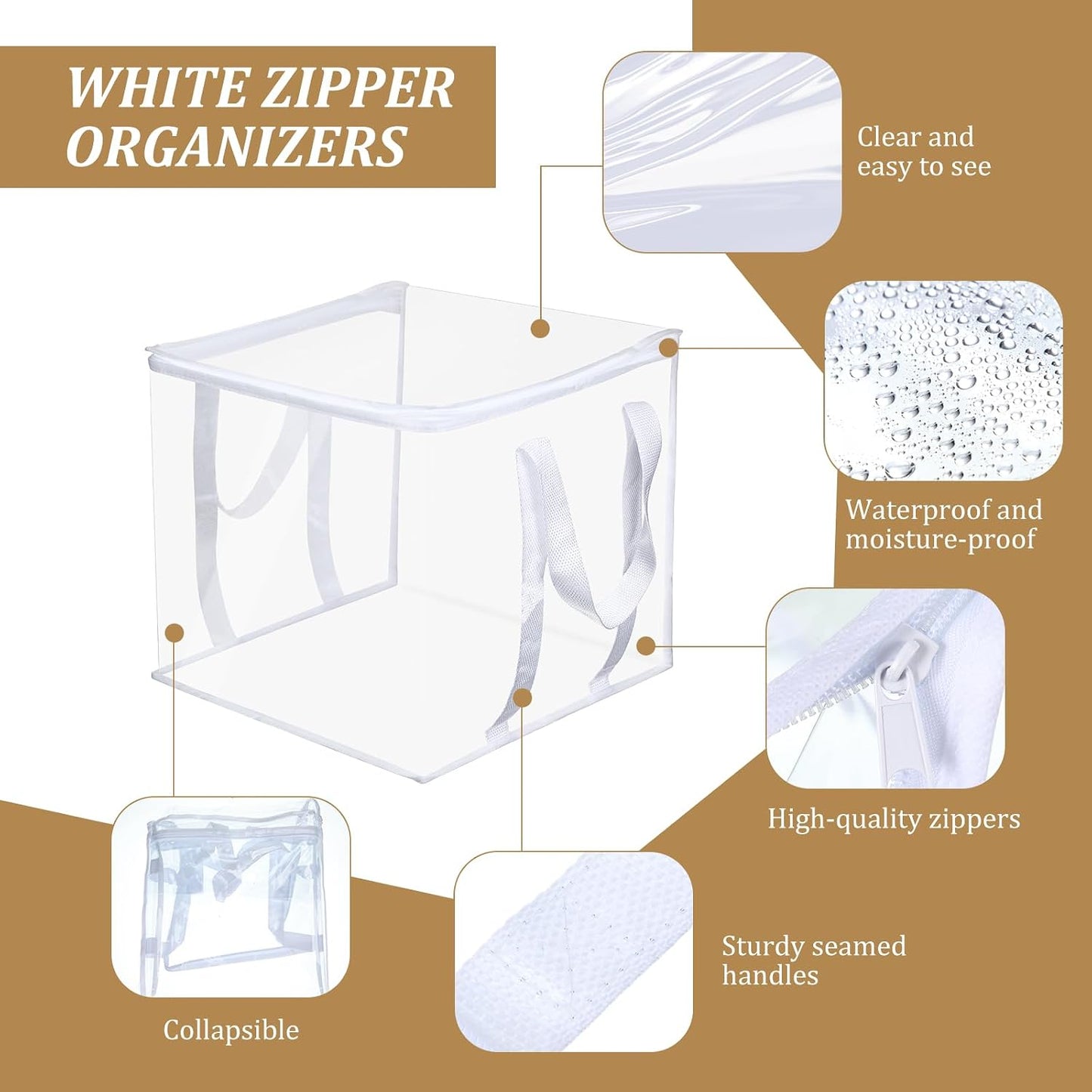 16 Bolsas Almacenamiento 12x12" Transparentes con Cremallera