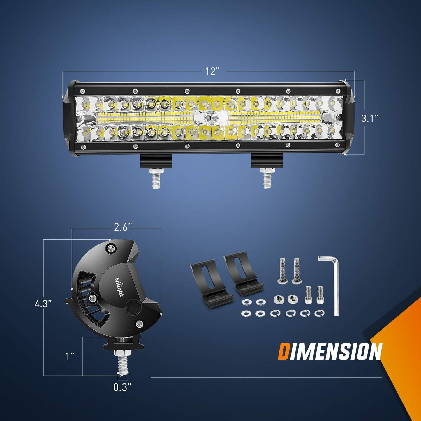Barra luz LED 30cm 300W haz puntual 2uds 60W antiniebla
