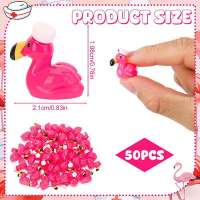 50 Pzas Mini Flamencos Resina para Decoración