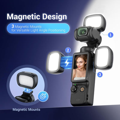 Luz LED magnética para DJI Osmo Pocket 3 CRI 95 recargable