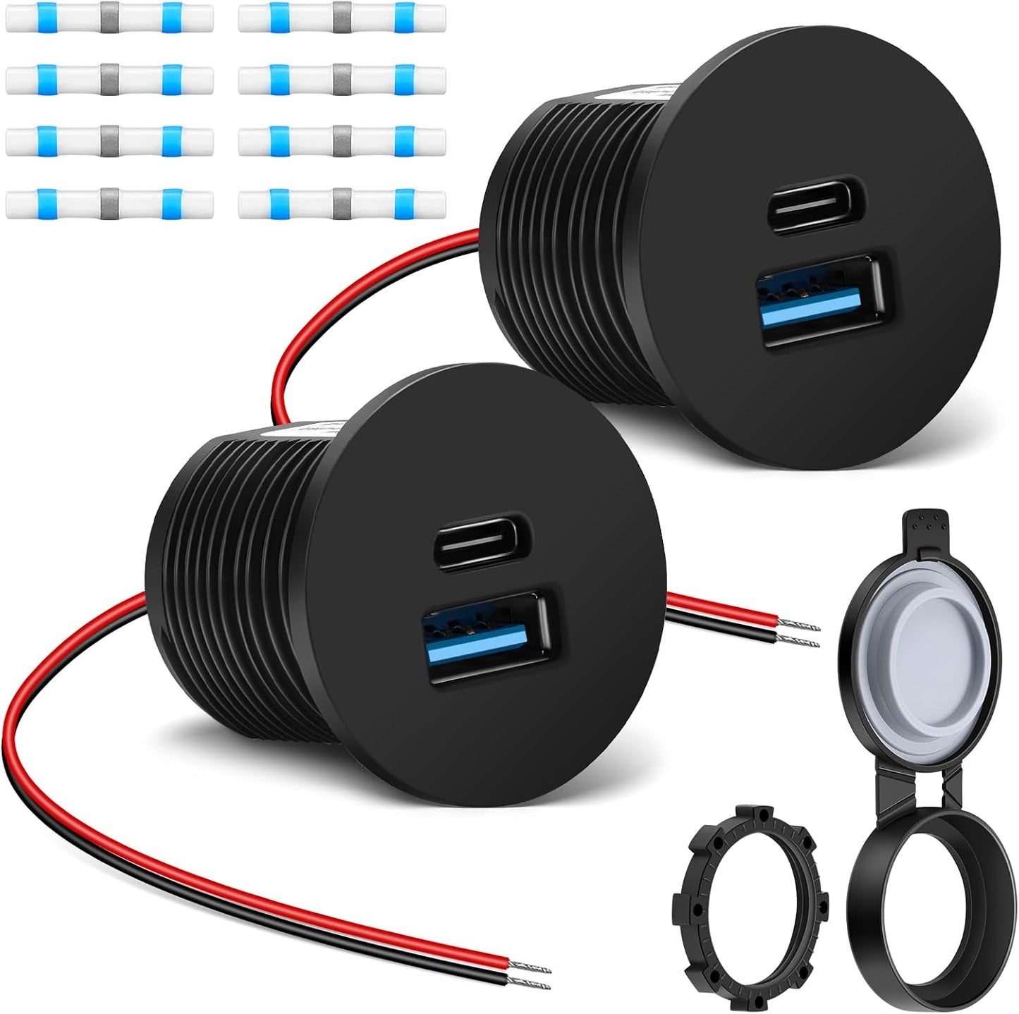 Toma USB RV 12V/24V Cargador Dual PD3.0 QC3.0 36W