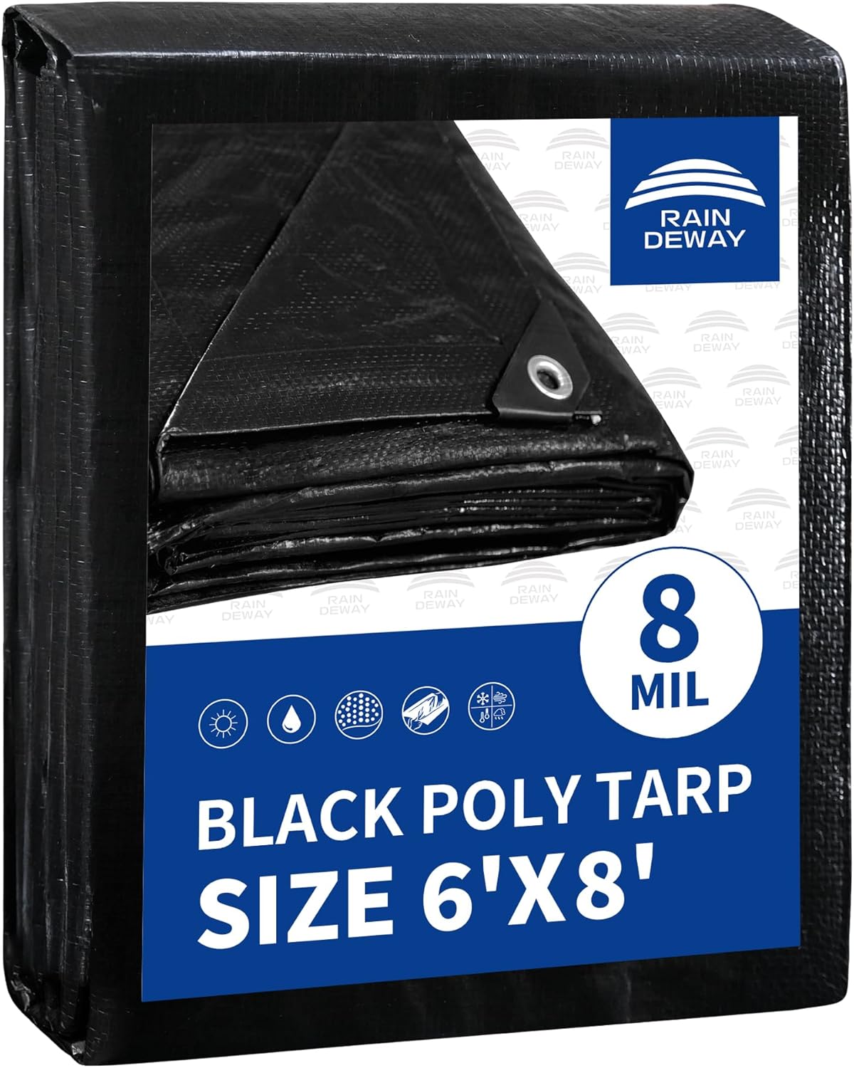 Lona negra 6x8ft poliéster resistente UV impermeable