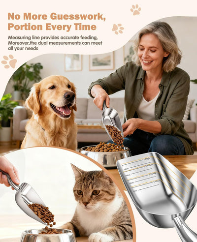 Cuchara acero inox para mascotas con medidor 1 taza