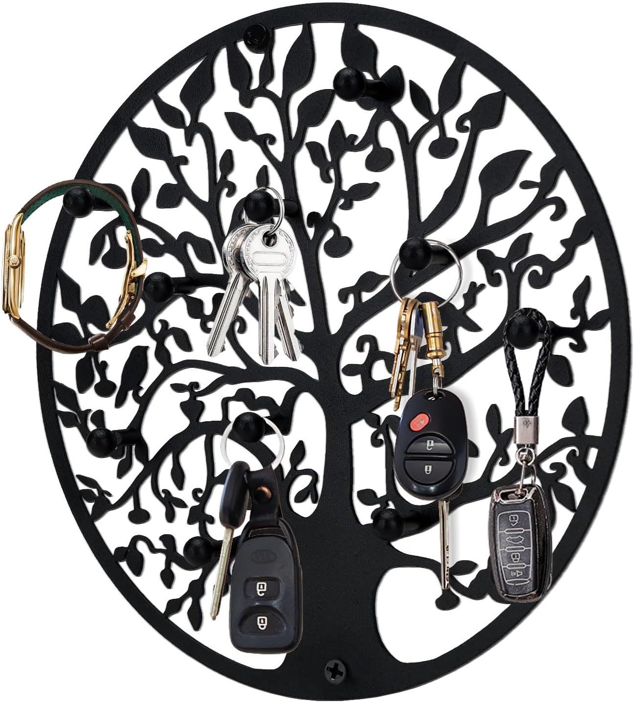 Soporte decorativo para llaves pared 8" negro