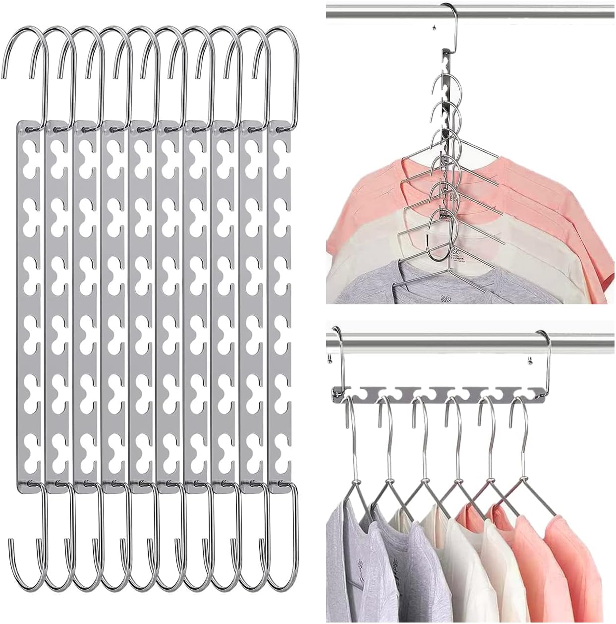 Perchas metal colgador camisas ahorro espacio set 10