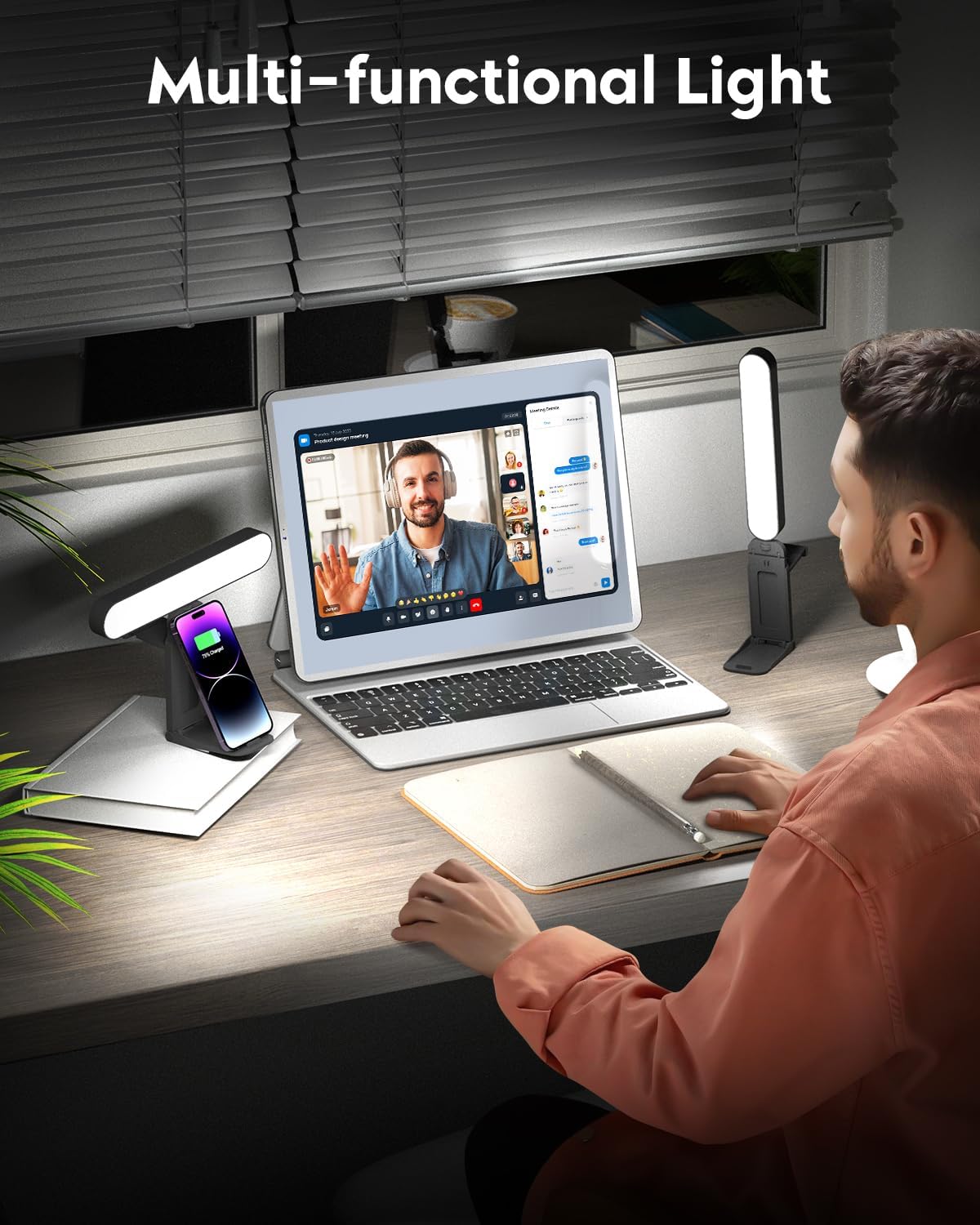 Luz anillo USB para webcam con soporte ajustable