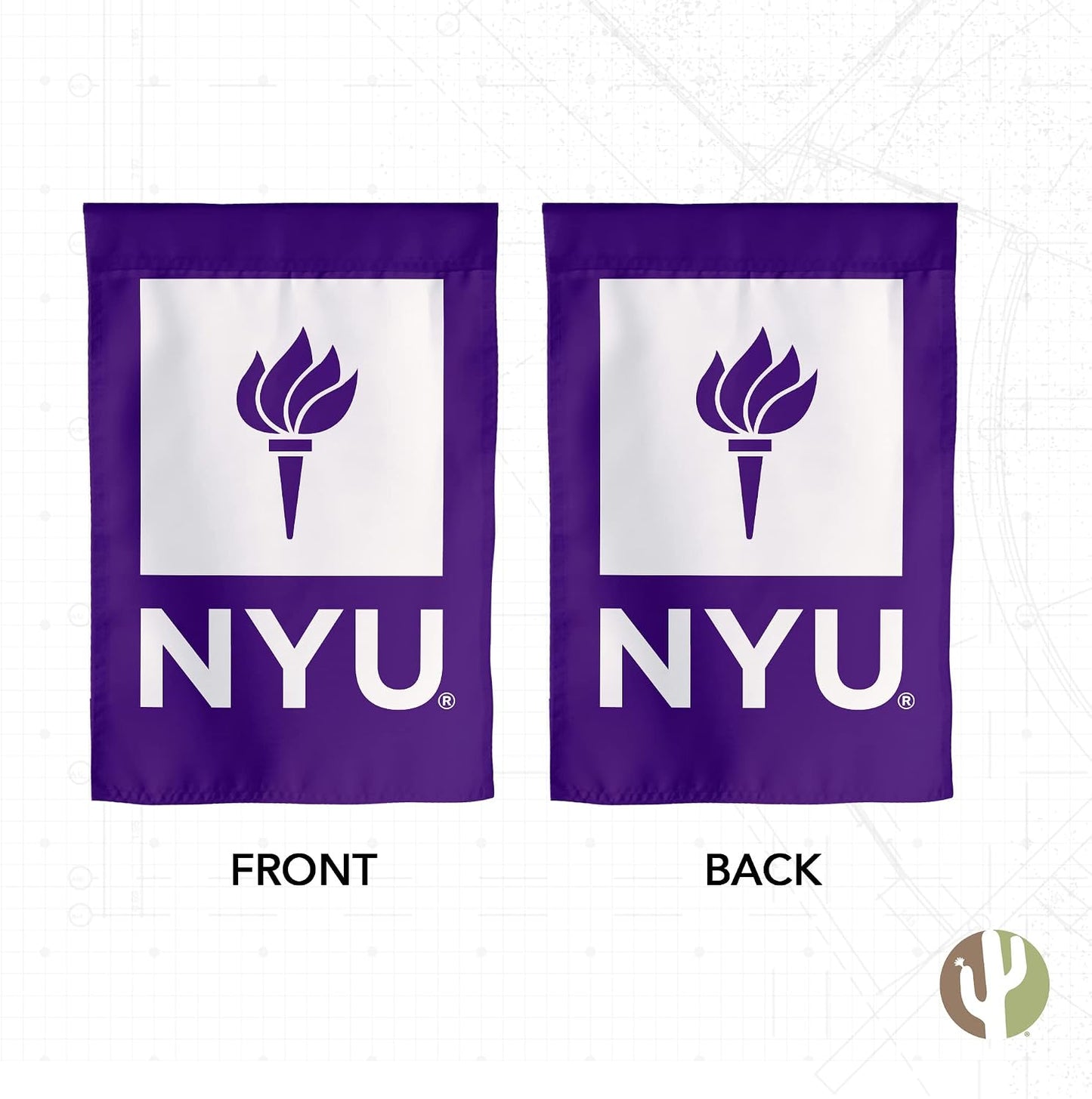 Bandera jardín NYU Violets 19x12pulg para eventos