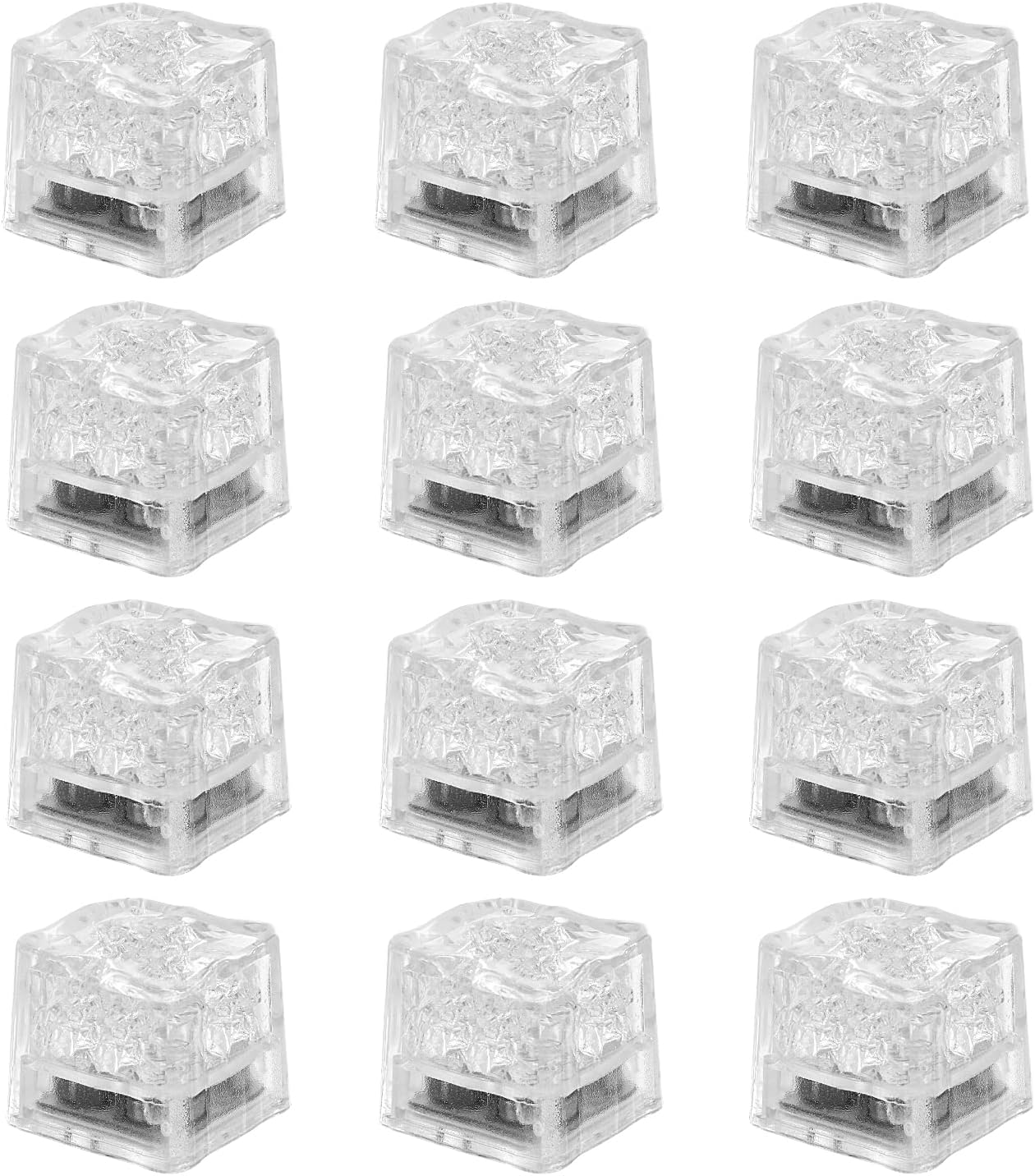 Cubos hielo LED azules brillan en oscuridad 48 pzas