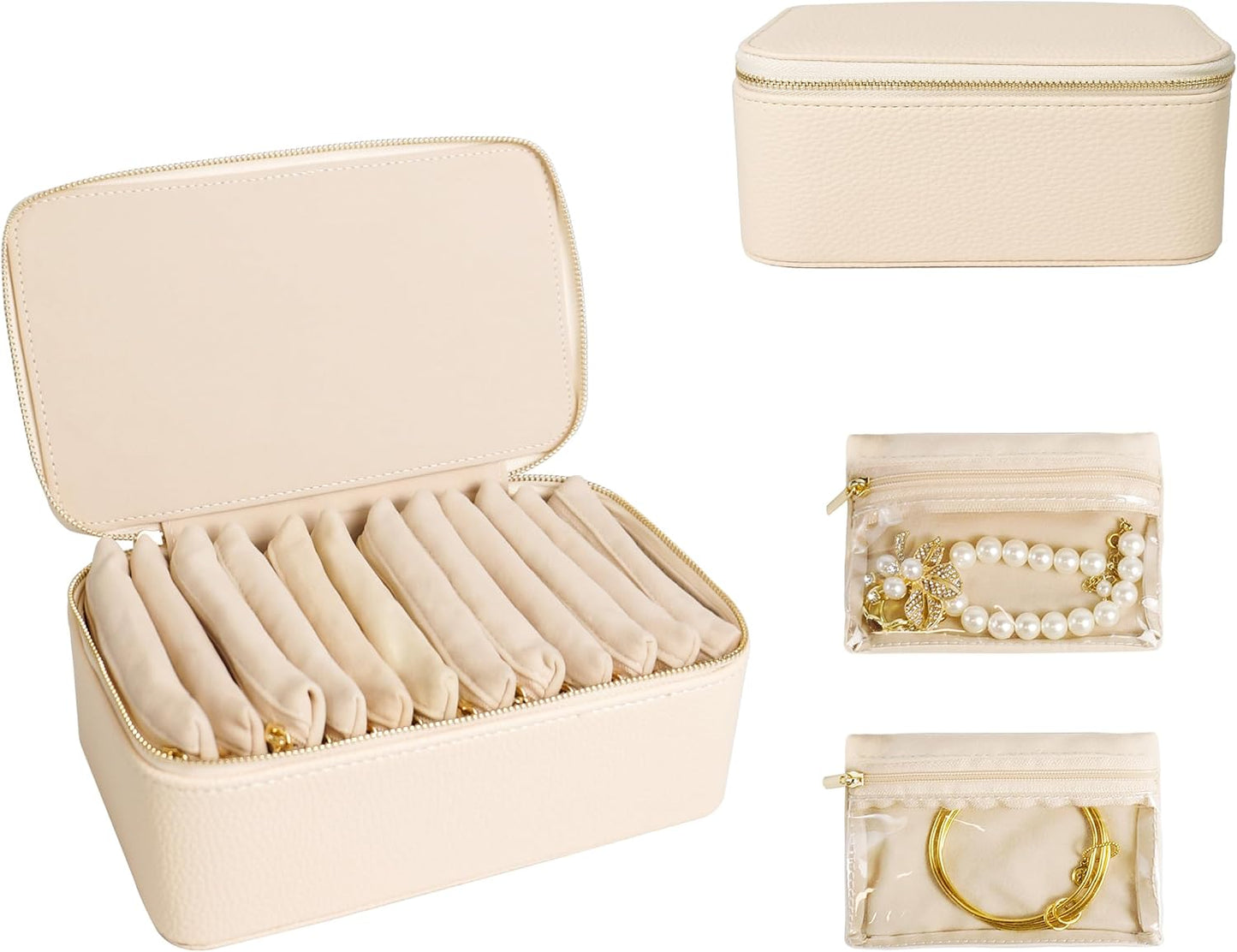 Joyero viaje 12 bolsas terciopelo para anillos aretes