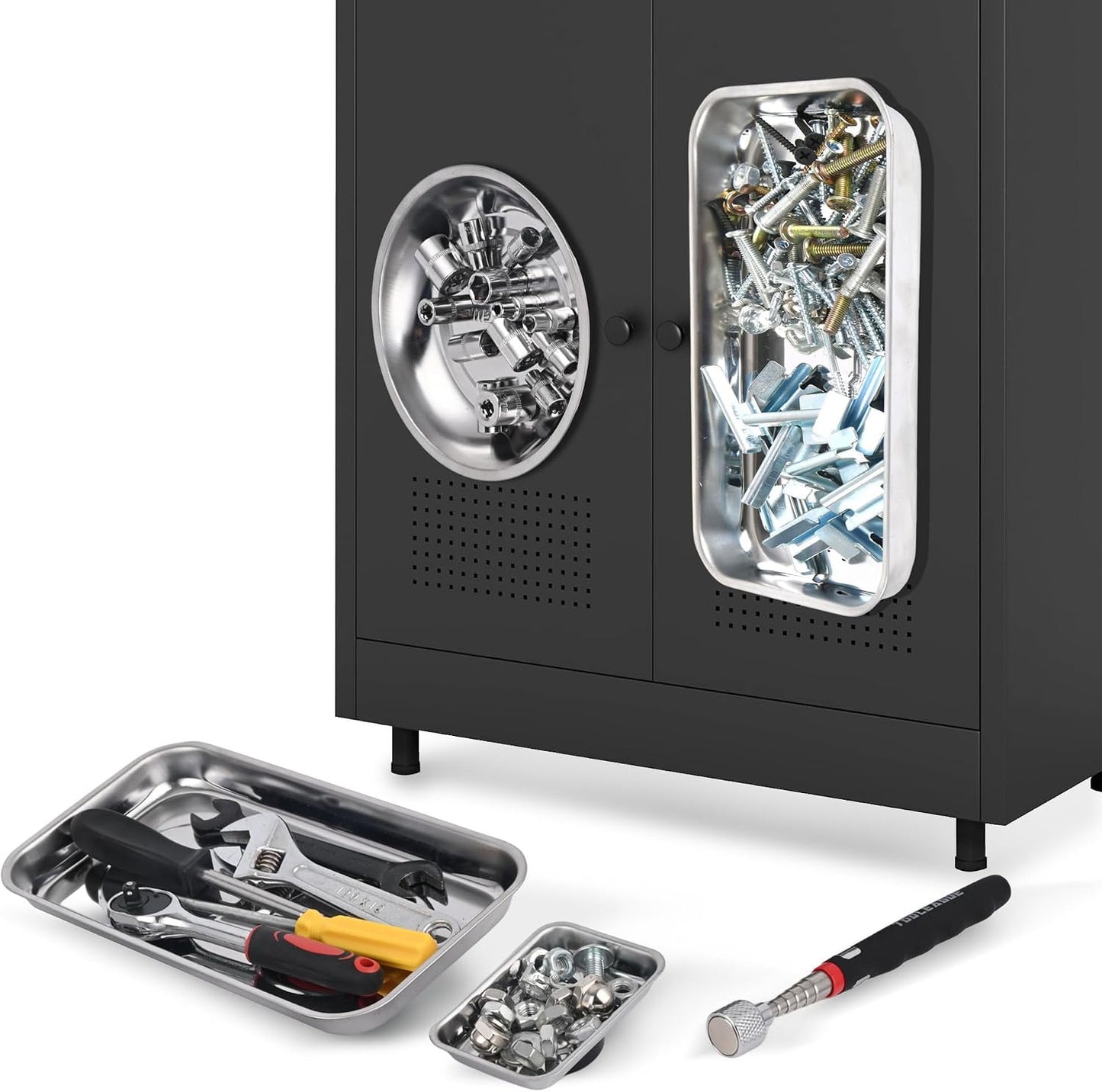 Set 4 bandejas magnéticas acero inox con imanes fuertes