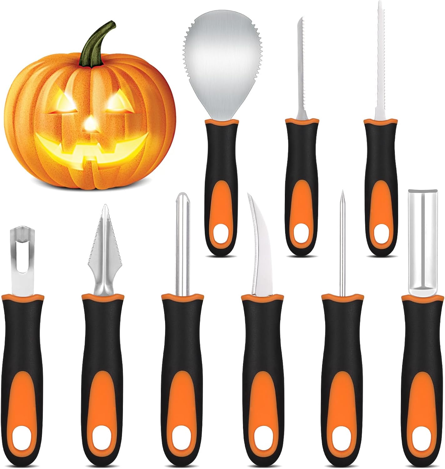 Kit tallado calabaza 9 pzas cuchillo acero inox Halloween