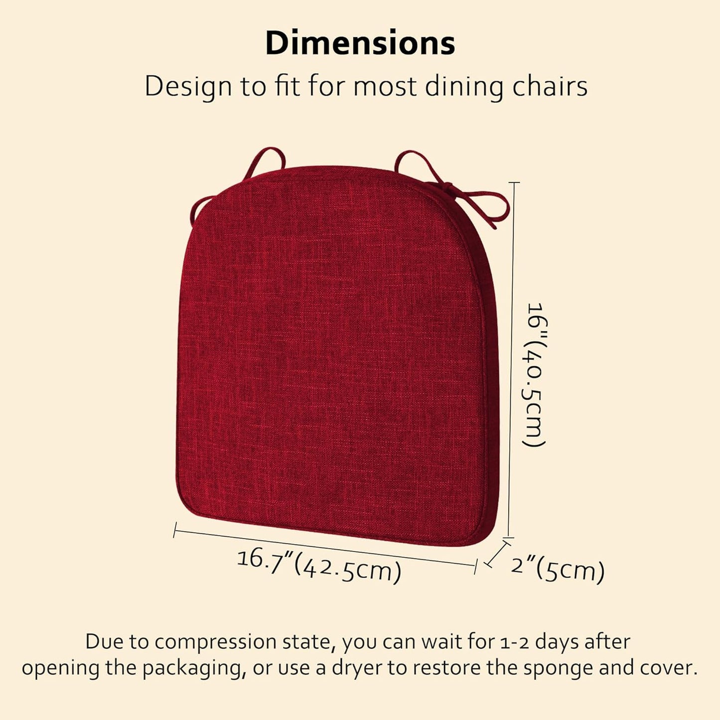 Set 2 cojines silla antideslizantes color rojo