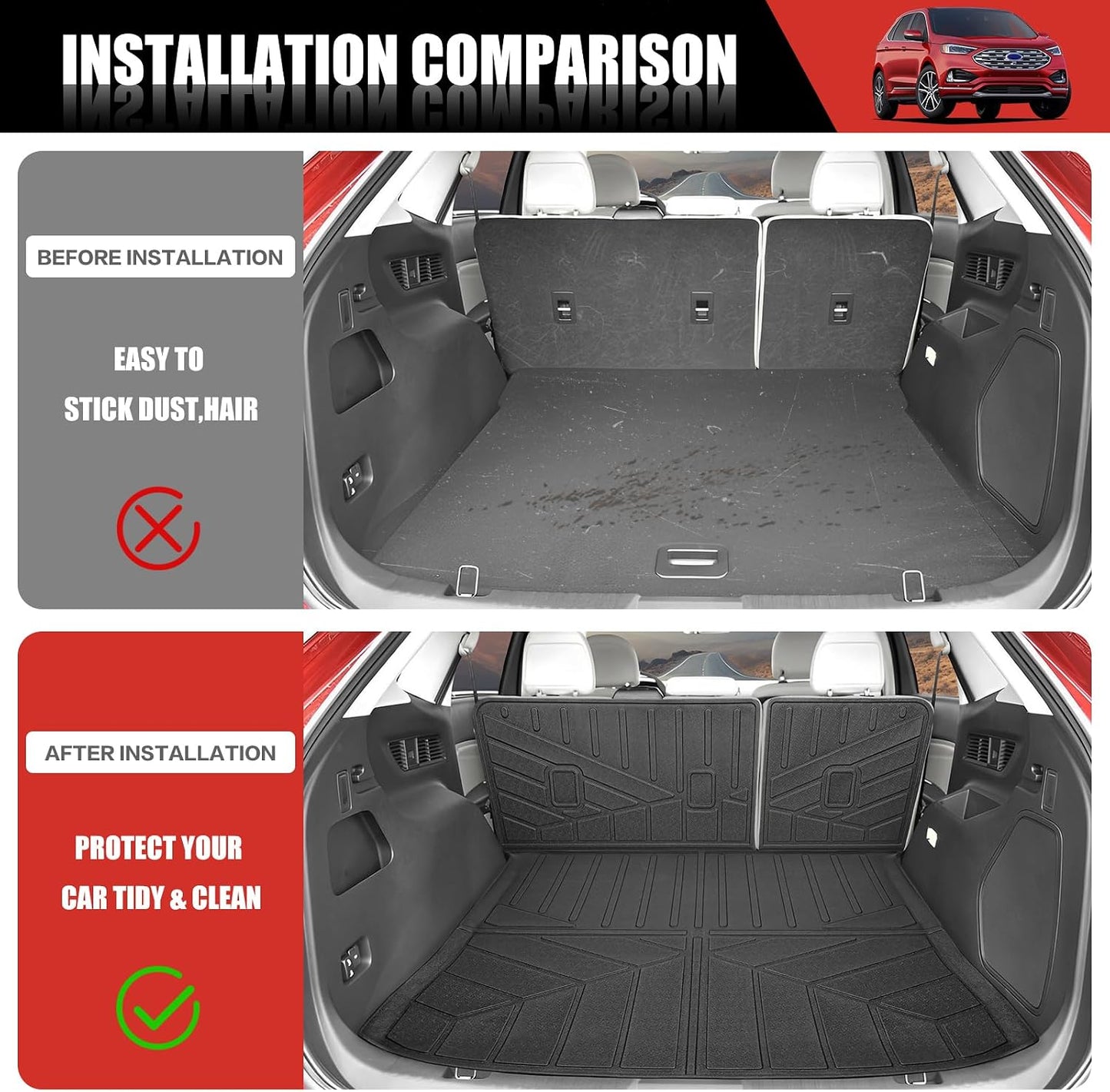 Tapete carga respaldo asiento Ford Edge 15-24 TPE maletero
