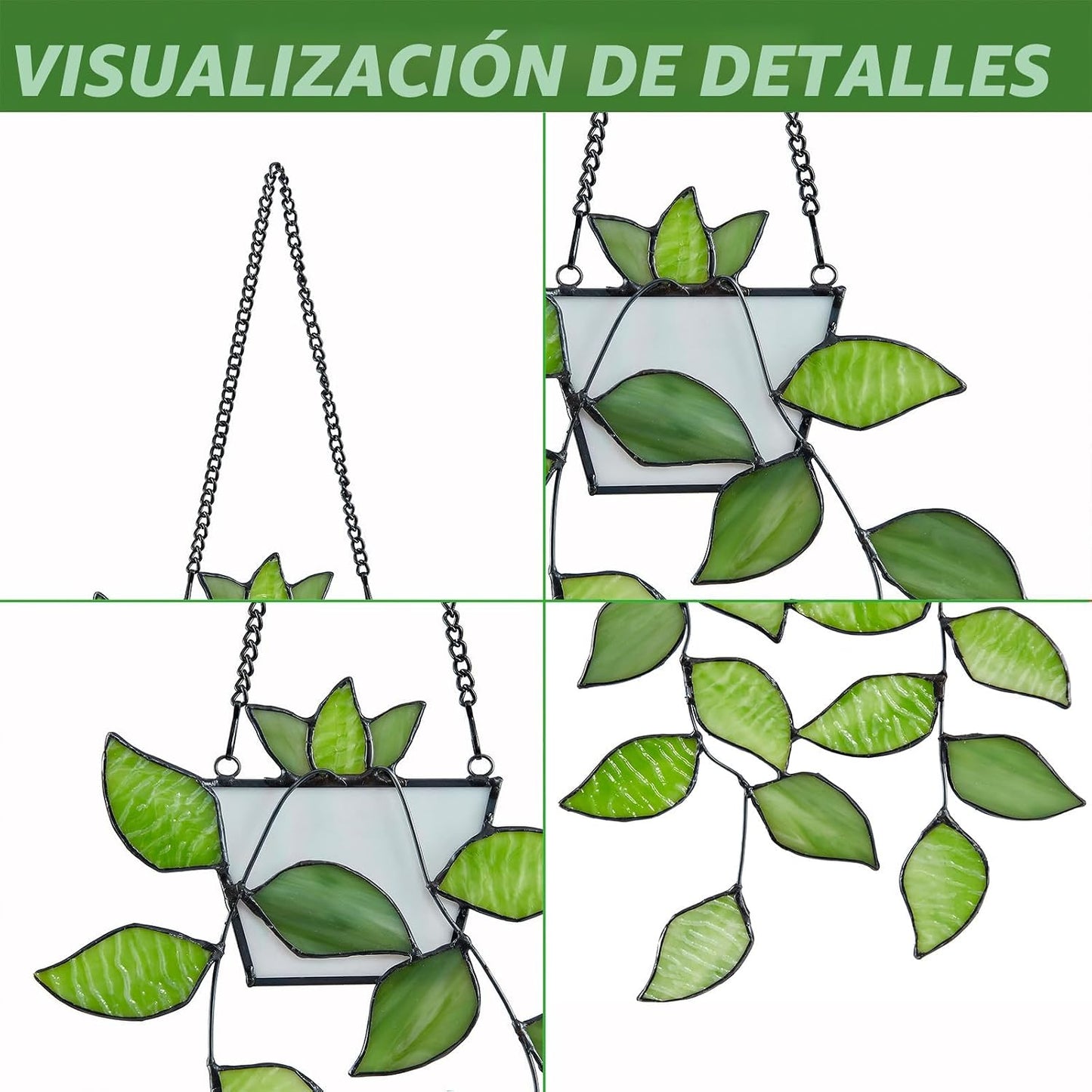 Hoja cristal cadena metal decoración ventana regalo