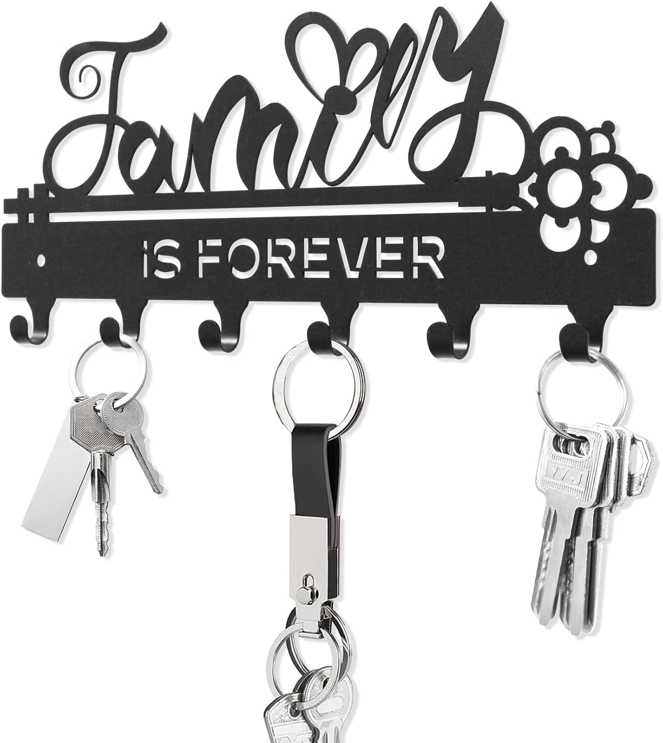 Soporte llaves pared metal negro 11x4.84" ganchos