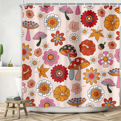Cortina ducha floral bohemia girasol vintage 12