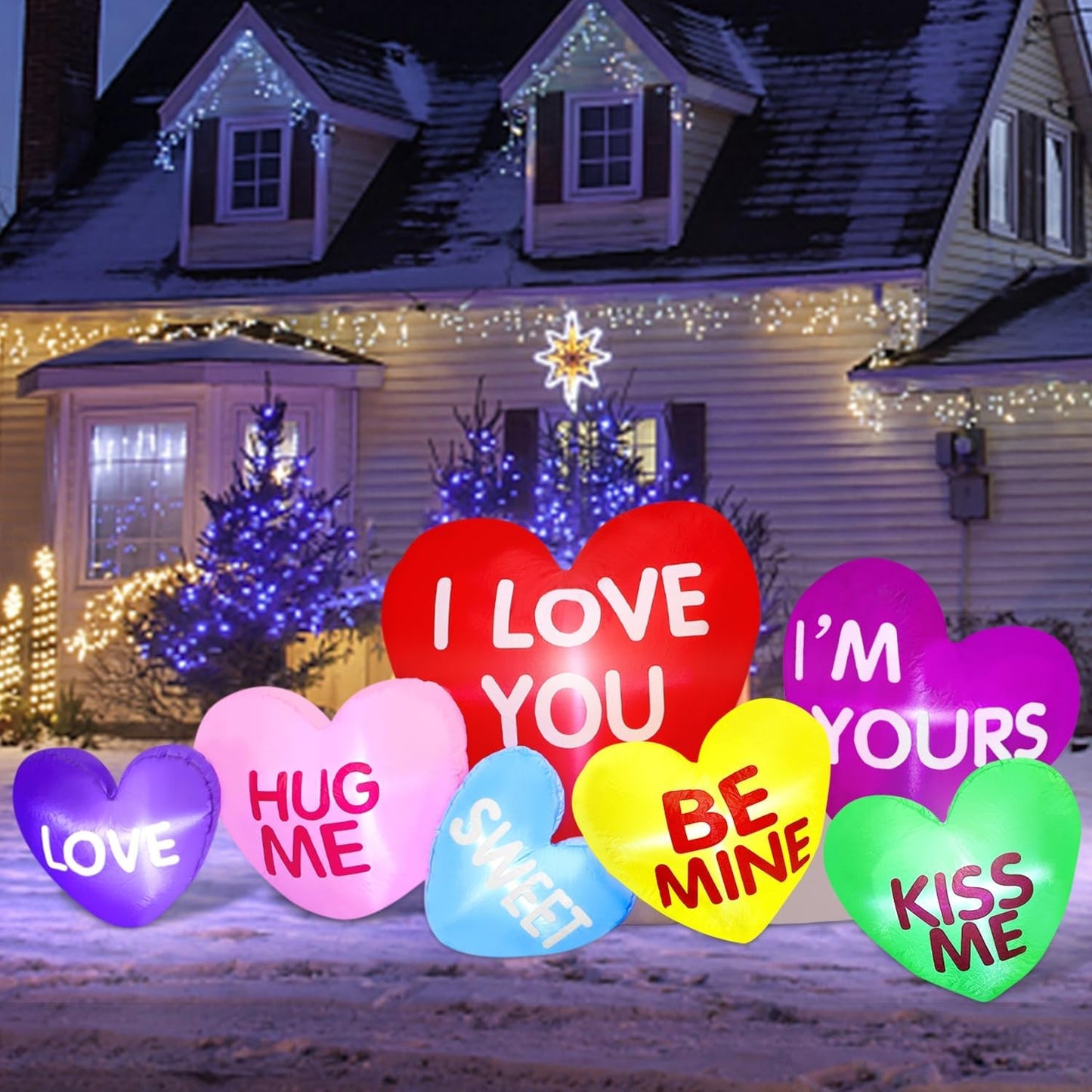 Corazones inflables iluminados para San Valentín 8 pies