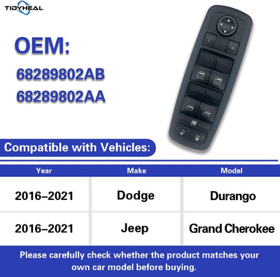 Interruptor maestro ventana Dodge Durango 16-21 Jeep 16-21