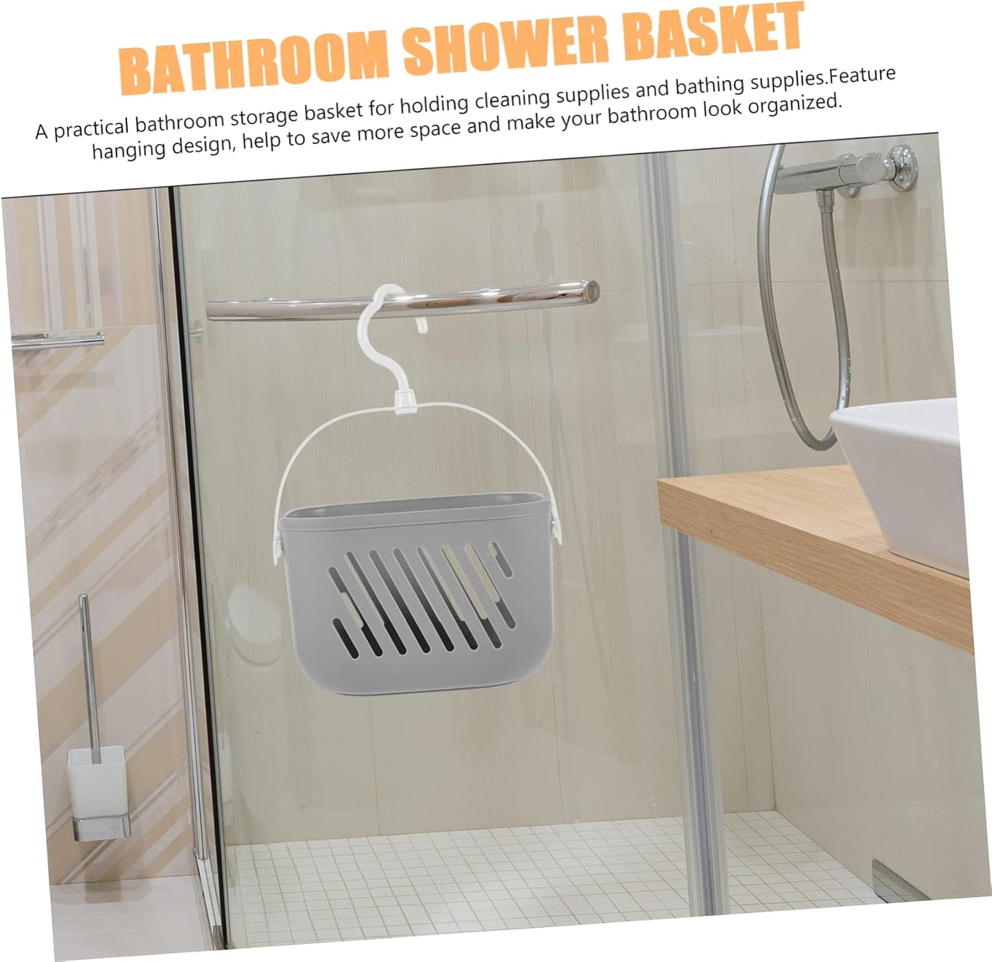 Organiz. ducha colgante con ganchos para baño y tocador