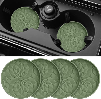 Posavasos automóvil 4 pzas silicona 2.75pulg verde