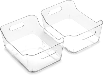 Cubo plástico transparente con asas 2uds para cocina y despensa