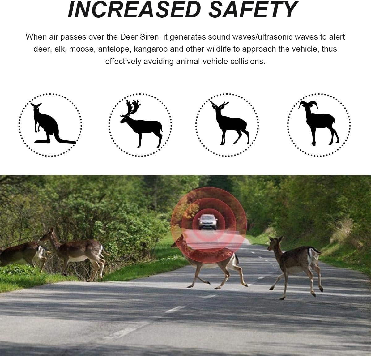 4 Silbatos Ciervo para Auto con Cinta Adhesiva Alerta Animal