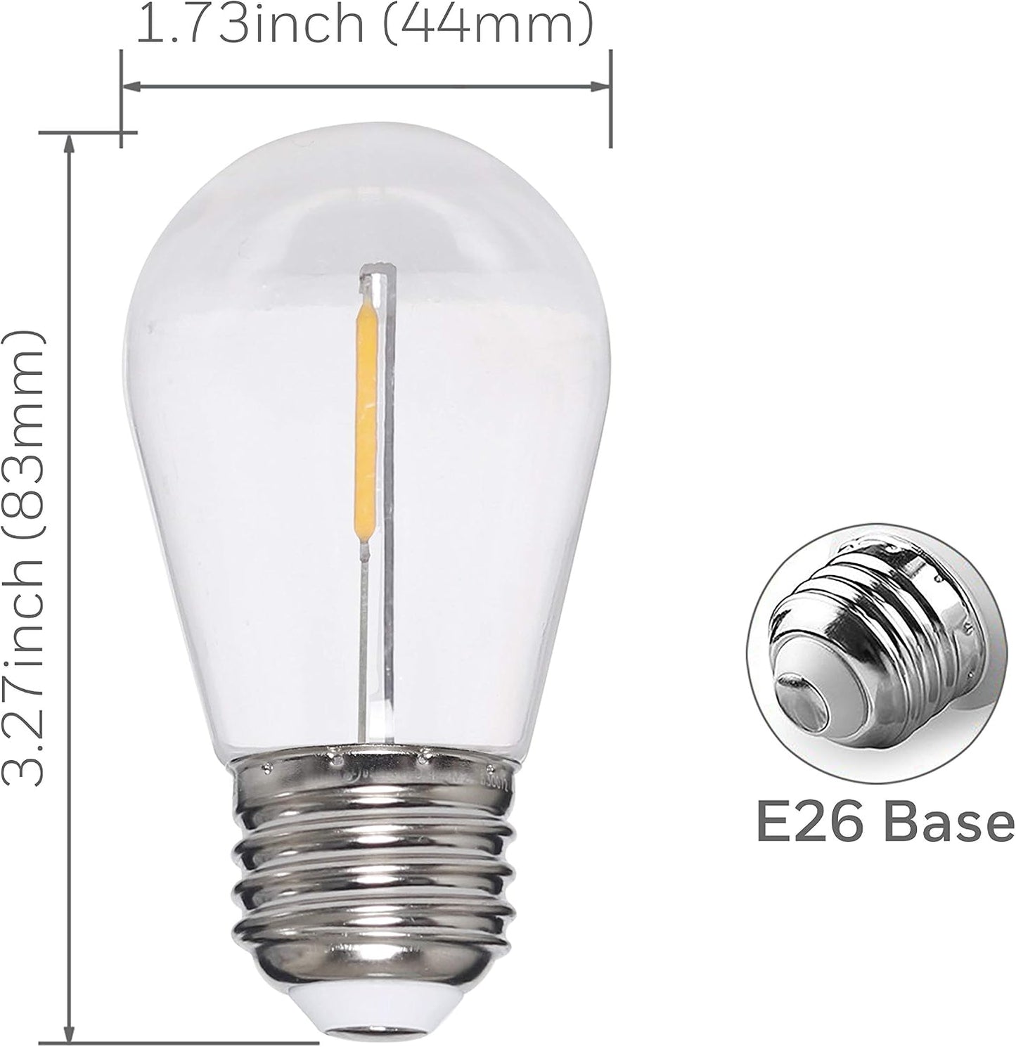 Tira luces LED E26 interior exterior 24pies estilo vintage