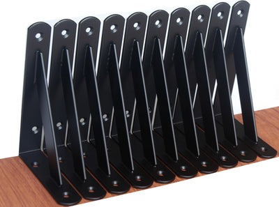 12 Soportes Estante Metal 6x4pulg Negros Resistentes