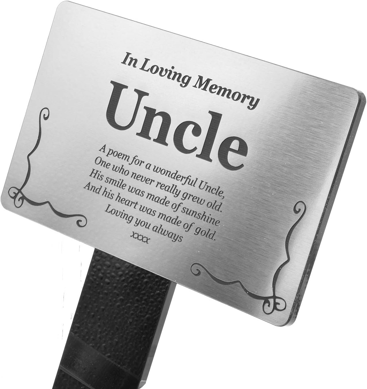 Estaca placa plateado impermeable para tumba y plantas