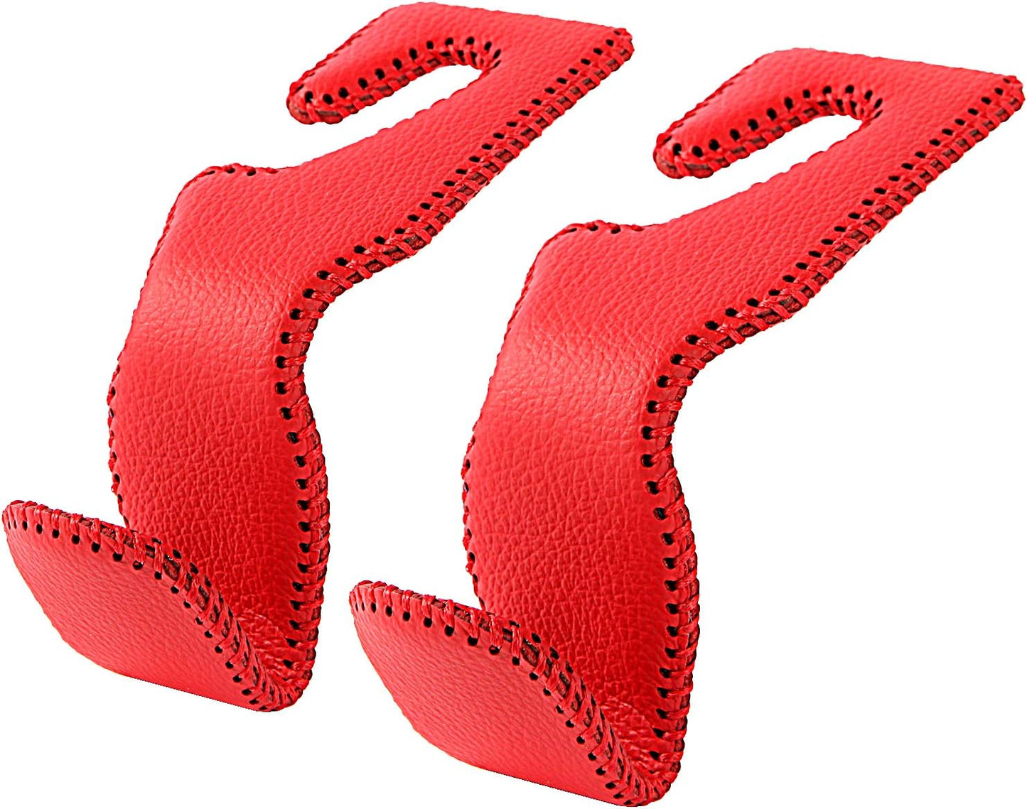 Ganchos coche cuero rojo para carteras y bolsas set 2